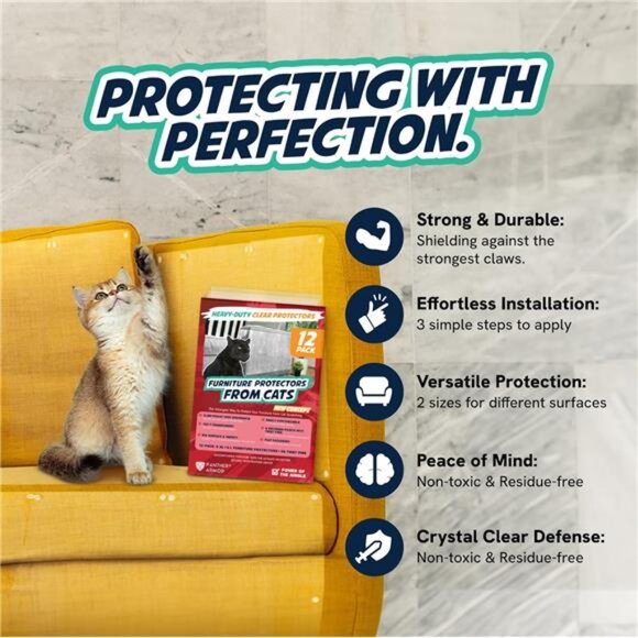 12-Pack Furniture Protectors from Cats Scratch - Anti Cat Couch Guards - Picture 3 of 7